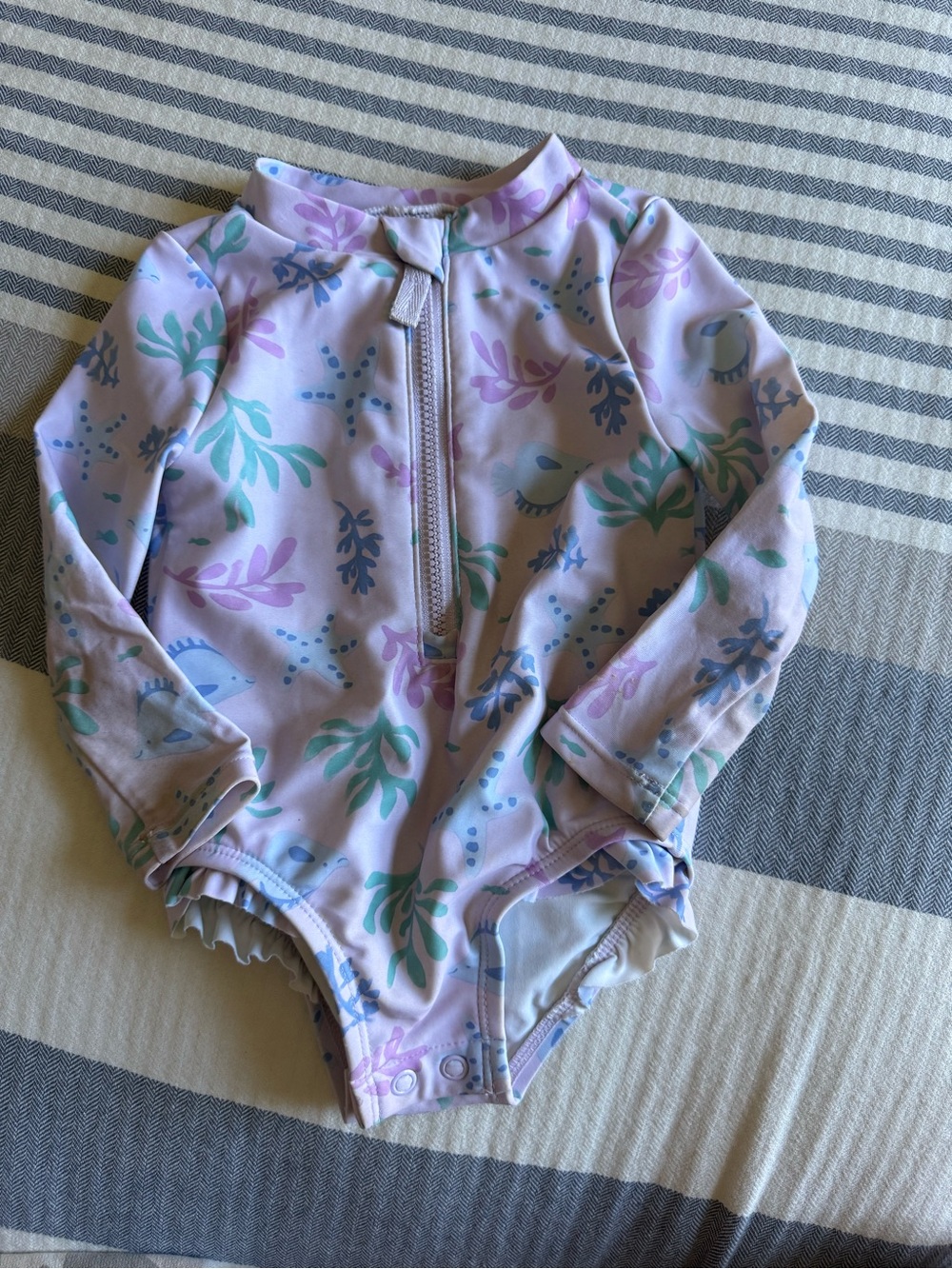 Carter's Lilac Long-Sleeve One-Piece Swimsuit with Sea Life Print